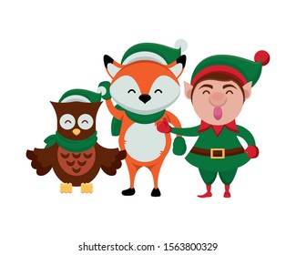 group of characters with christmas clothes vector illustration design