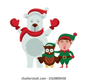 group of characters with christmas clothes vector illustration design