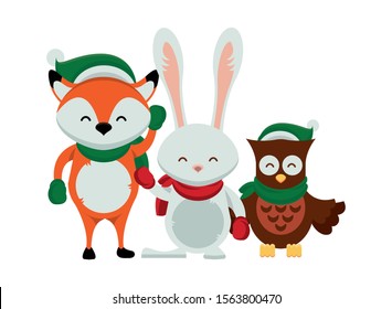 group of characters with christmas clothes vector illustration design