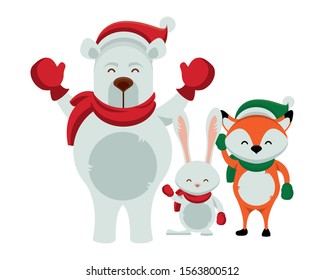 group of characters with christmas clothes vector illustration design