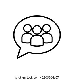Group chat bubble outline vector isolated on white background. Group chat line icon.