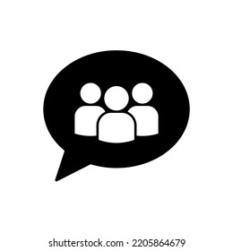 Vector de burbuja de chat grupal aislado en fondo blanco. Icono de chat de grupo.