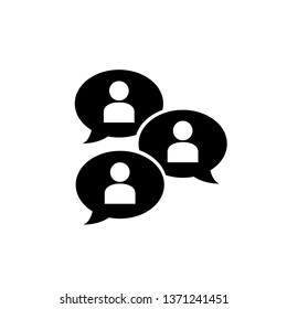 Group chat bubbles or forum discussion with multiple people chatting flat vector icon for apps and websites