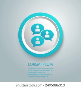 Group chat bubbles or forum discussion with multiple people chatting flat vector icon for apps and websites