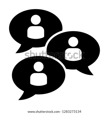 Group chat bubbles or forum discussion with multiple people chatting flat vector icon for apps and websites