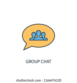 group chat concept 2 colored line icon. Simple yellow and blue element illustration. group chat concept outline symbol design from Message set