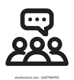Ilustración vectorial aislada del símbolo del signo del logotipo o del icono del chat del grupo - iconos negros del vector del estilo de alta calidad