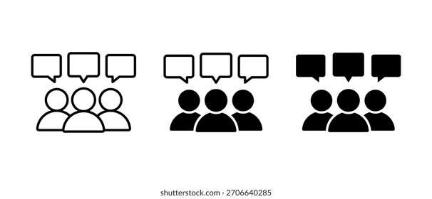 Gruppe Chat-Symbolsatz. Symbole für Teamkommunikation und Messaging