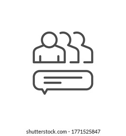 Icono de esquema de línea de chat de grupo