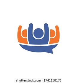 Group Chat Messaging Icon, Happy Crowd Q and A Logo