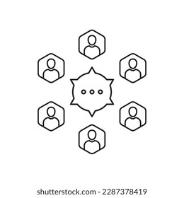 group chat or online conference thin line icon. flat simple linear style trend modern graphic art design website element isolated on white background. concept of global communicate or comment in blog