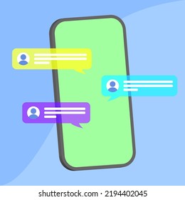 group chat online messaging with 3d smartphone illustration