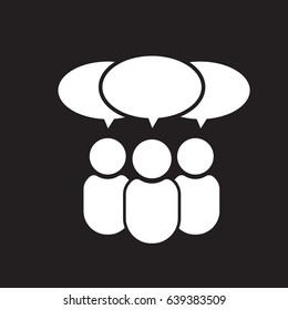 Group chat, talk icon. Web icon. people and Speech bubbles Icon.  Flat design. Vector illustration.