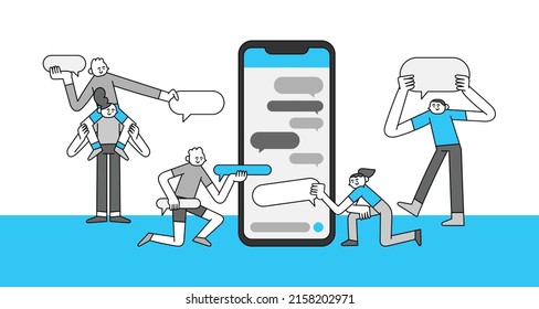 Ilustración de caracteres dibujados a mano de charla de grupo