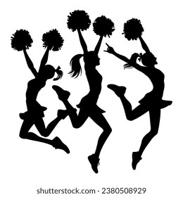 Group of Cheerleaders in action silhouette. Vector illustration