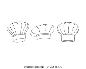 Group of Chef Hat Outline icon isolated white background. Vector Illustration