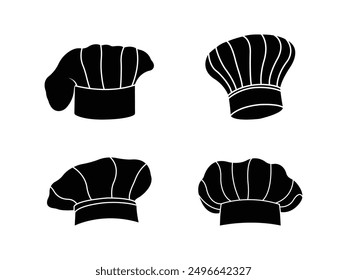 Group of Chef Hat Silhouette isolated white background. Vector Illustration