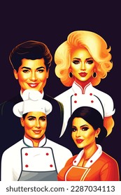 Retrato de grupo de chefs ilustraciones vectoriales