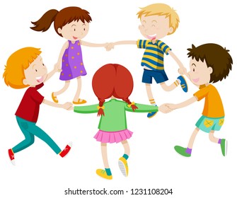 Group of chidlren holding hand illustration