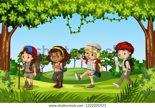 Group Child Scouts Illustration Stock Vector (Royalty Free) 1222205923 ...