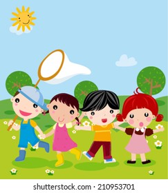 Group Children Stock Vector (Royalty Free) 210953701 | Shutterstock