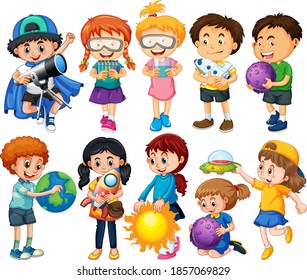 Group of children cartoon character illustration