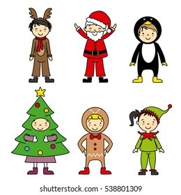 Group of children in costumes Christmas