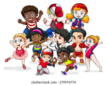 Group of children in different costumes