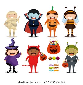 Group Children Dressed Halloween Stock Vector (royalty Free) 1170689086 