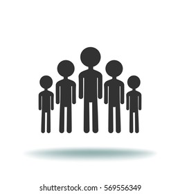 Group of children. Flat vector icon.