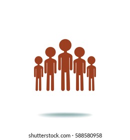 Group of children. Flat vector icon.