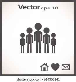 Grupo de filhos. Ícone de vetor plano.