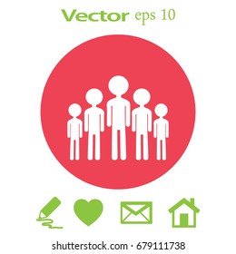 Gruppe von Kindern. Flaches Vektorsymbol.