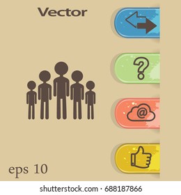 Group of children. Flat vector icon.