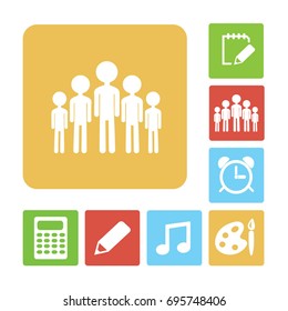Group of children. Flat vector icon.