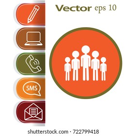 Group of children. Flat vector icon.