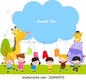 Group of children and frame