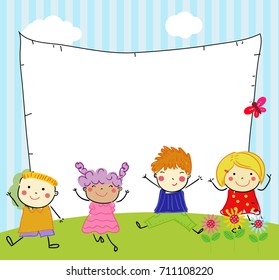 Group of children and frame