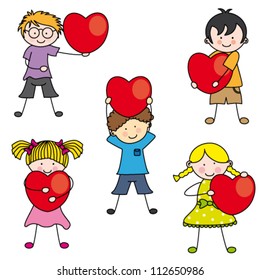 Group of children with a heart