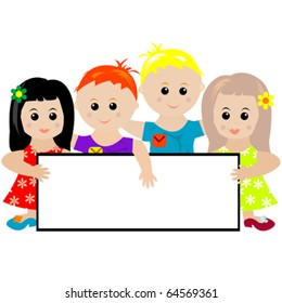 Group of children holding a banner