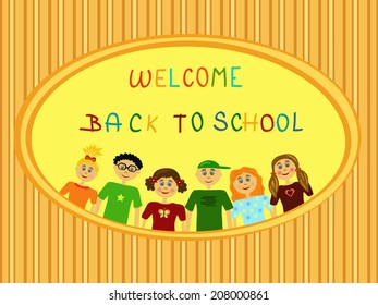 group of children illustration background