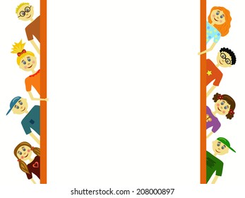 group of children illustration background