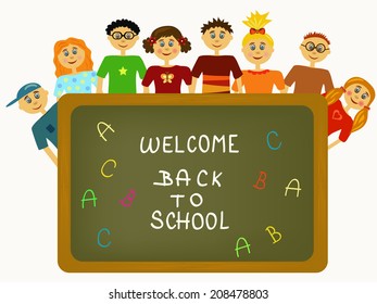 group of children illustration background