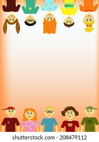group of children illustration background