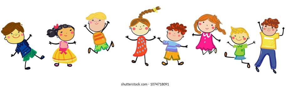 Group of children jumping