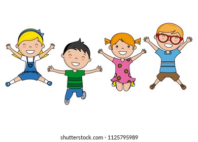 group of children jumping. Vector isolated