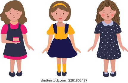 group of children or kids cute cartoon