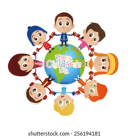 a group of children on a white background with text and our planet