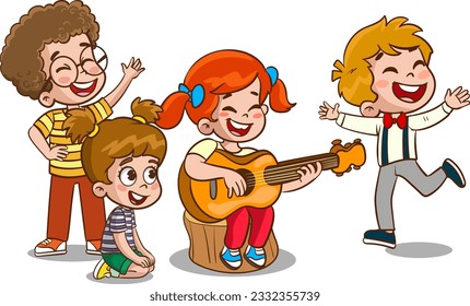 Group children playing, spending time in games, having fun, fooling around. Summer activities. Children in park,summer camp.teacher,Mum reading book to children.
