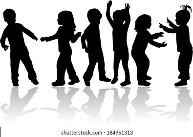 group of children silhouettes